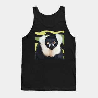 Black and White Ruffed Lemur Design Tank Top